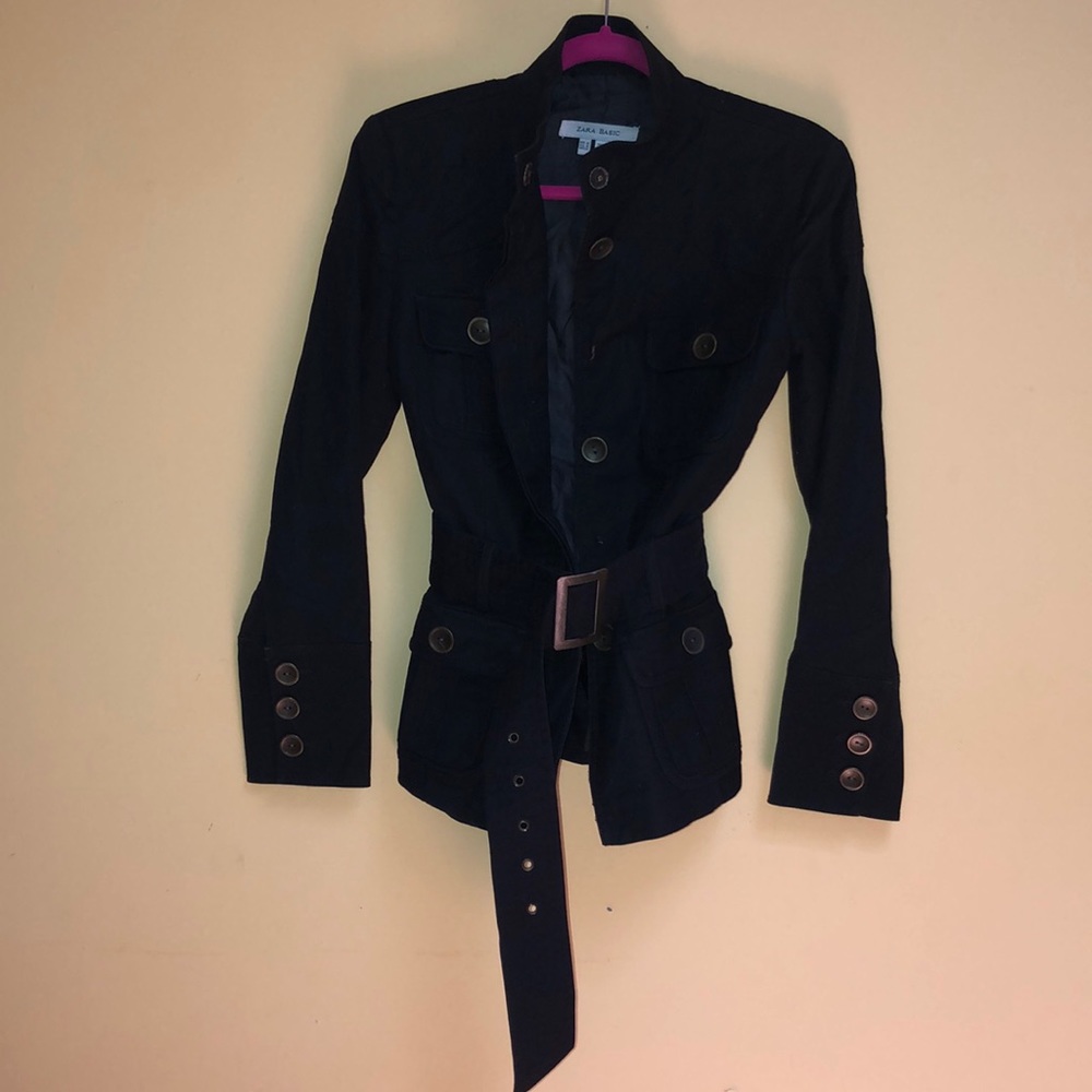 “Zara” Black Belted Heavy Jacket Size M